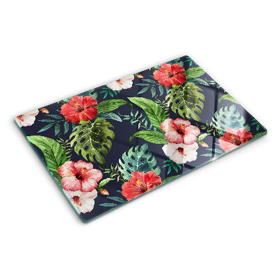 Tabla para cortar Flores tropicales con hojas
