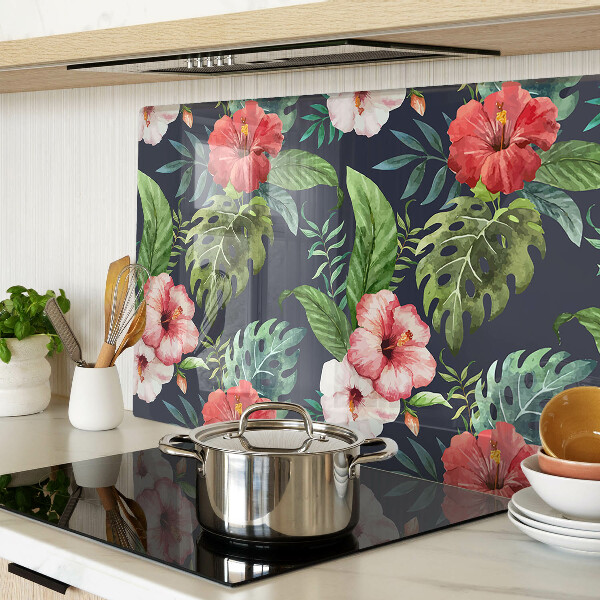 Tabla para cortar Flores tropicales con hojas