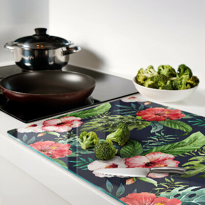 Tabla para cortar Flores tropicales con hojas