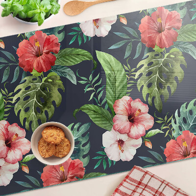 Tabla para cortar Flores tropicales con hojas