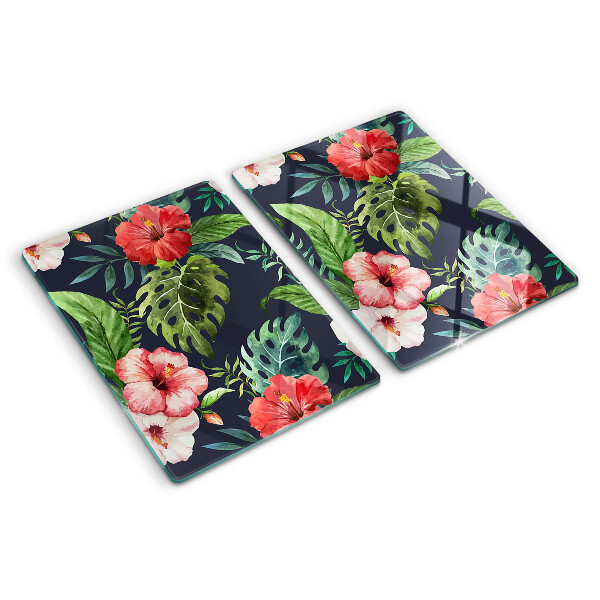 Tabla para cortar Flores tropicales con hojas