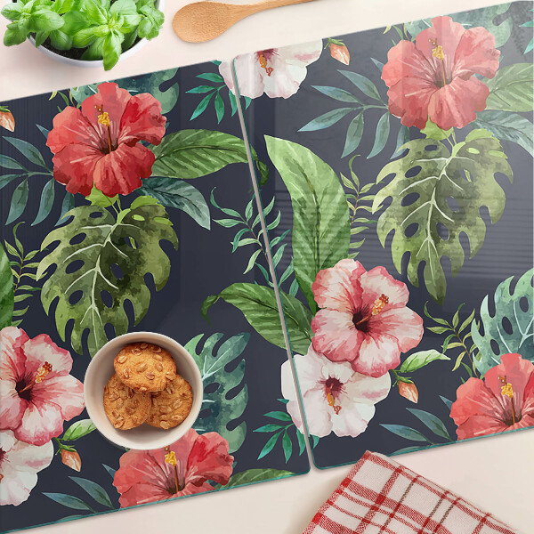 Tabla para cortar Flores tropicales con hojas