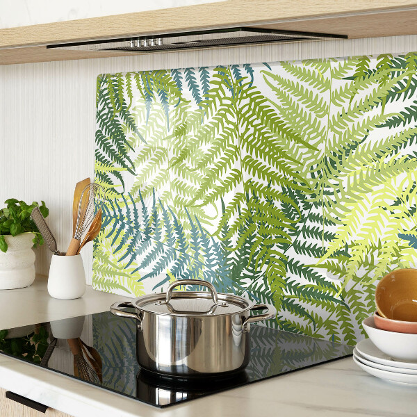 Tabla de cortar de cristal Hojas de helecho en diferentes tonos.