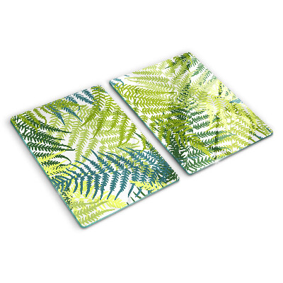 Tabla de cortar de cristal Hojas de helecho en diferentes tonos.