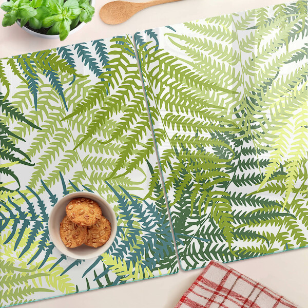 Tabla de cortar de cristal Hojas de helecho en diferentes tonos.