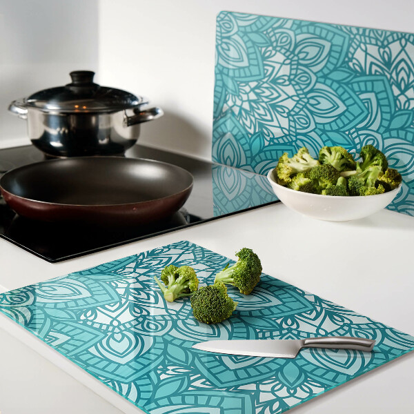 Tabla de cocina Patrón de mandala en tonos azules