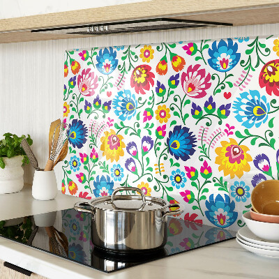 Szklana deska kuchenna Kwiatowy wzór ludowy