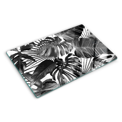 Tabla de cortar Hojas tropicales en blanco y negro