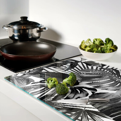 Tabla de cortar Hojas tropicales en blanco y negro