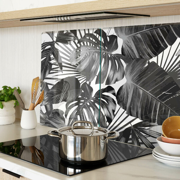 Tabla de cortar Hojas tropicales en blanco y negro