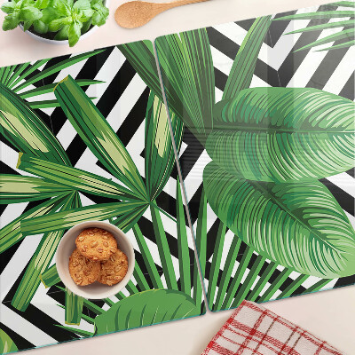 Tabla de cocina Hojas tropicales sobre rayas