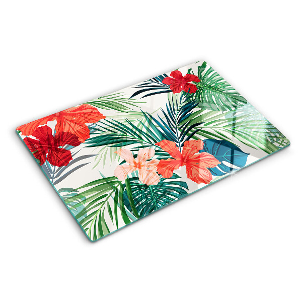 Tabla para cortar Motivo de plantas tropicales con flores.