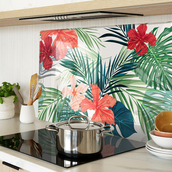 Tabla para cortar Motivo de plantas tropicales con flores.