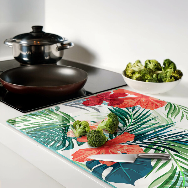 Tabla para cortar Motivo de plantas tropicales con flores.