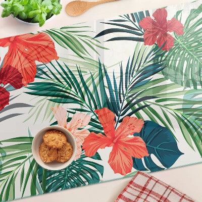 Tabla para cortar Motivo de plantas tropicales con flores.