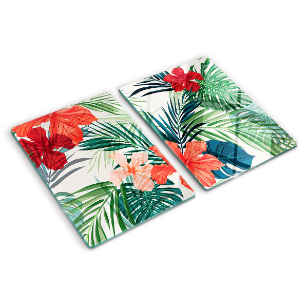 Tabla para cortar Motivo de plantas tropicales con flores.