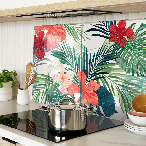 Tabla para cortar Motivo de plantas tropicales con flores.