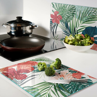 Tabla para cortar Motivo de plantas tropicales con flores.