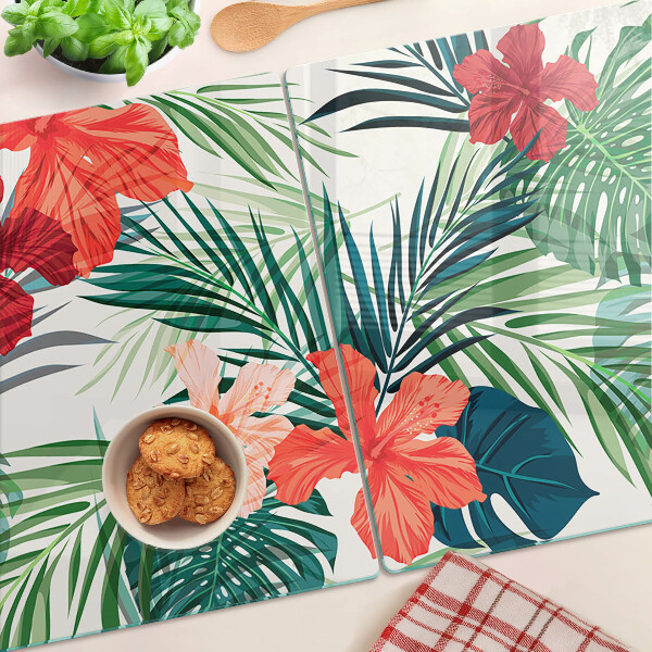 Tabla para cortar Motivo de plantas tropicales con flores.