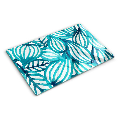 Tabla de cortar de cristal Hojas en tonos turquesa