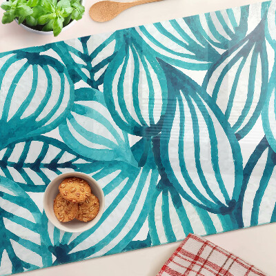 Deska kuchenna szklana Liście w odcieniach turkusu