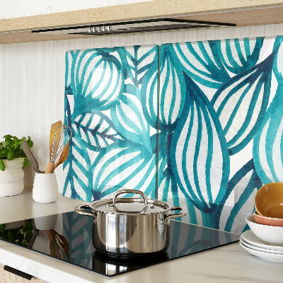 Deska kuchenna szklana Liście w odcieniach turkusu