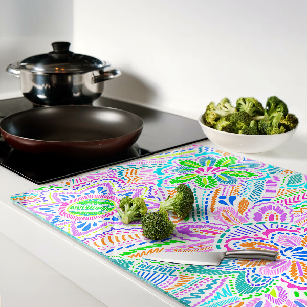 Deska kuchenna szklana Kwiatowy wzór w stylu boho