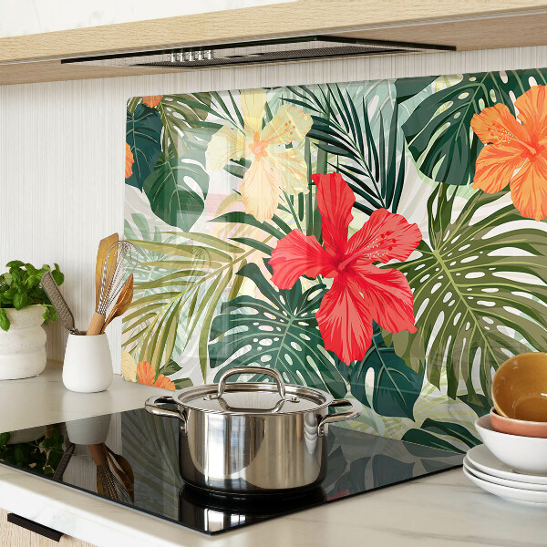 Tabla para cortar Flores y hojas tropicales