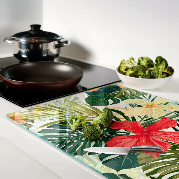 Tabla para cortar Flores y hojas tropicales