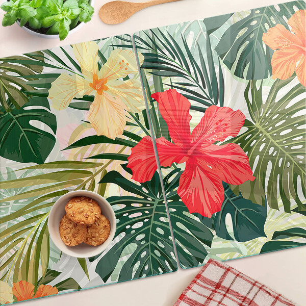 Tabla para cortar Flores y hojas tropicales