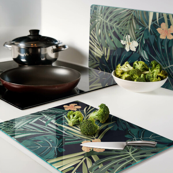 Szklana deska do krojenia Tropikalny wzór z liśćmi i kwiatami