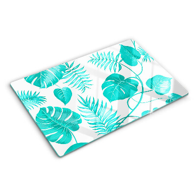 Tabla para cortar Hojas tropicales en tonos verdes.