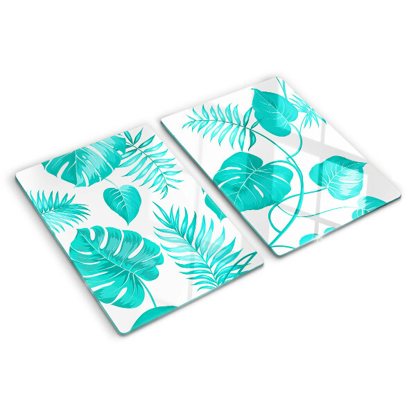 Tabla para cortar Hojas tropicales en tonos verdes.