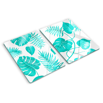 Tabla para cortar Hojas tropicales en tonos verdes.