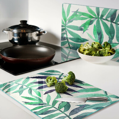 Tabla de cortar Hojas de palma en estilo acuarela