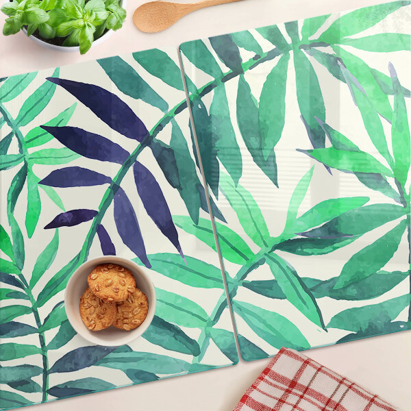 Deska kuchenna szklana Liście palmowe w akwarelowym stylu