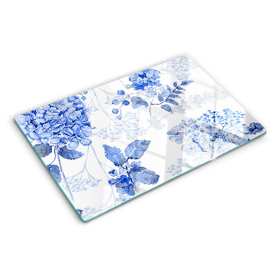 Tabla de cortar de cristal Flores en tonos azules