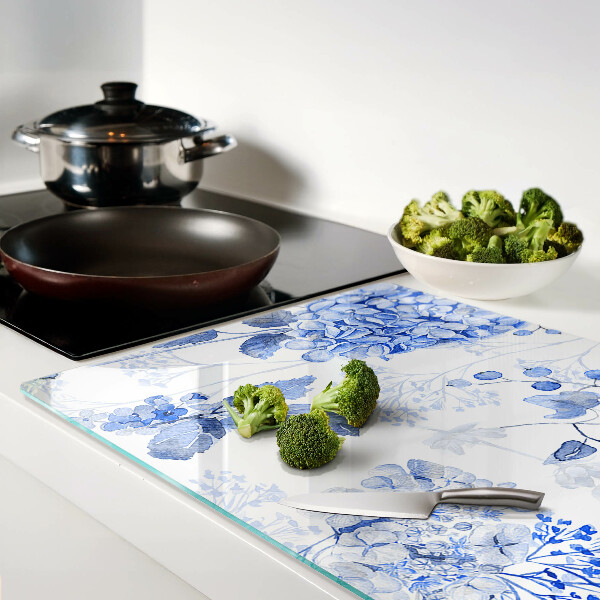 Tabla de cortar de cristal Flores en tonos azules