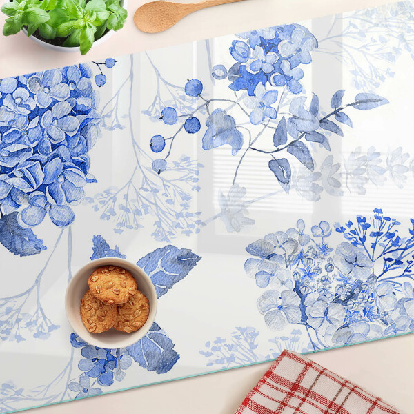 Tabla de cortar de cristal Flores en tonos azules