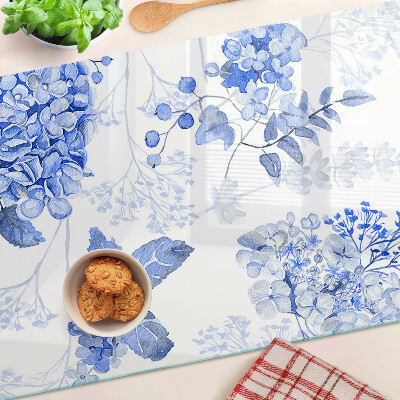 Tabla de cortar de cristal Flores en tonos azules