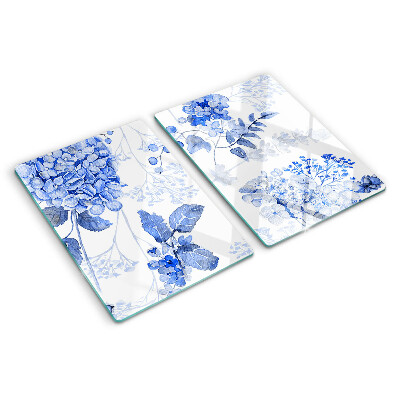 Tabla de cortar de cristal Flores en tonos azules