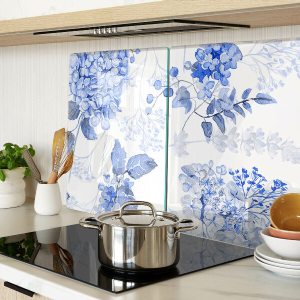 Tabla de cortar de cristal Flores en tonos azules