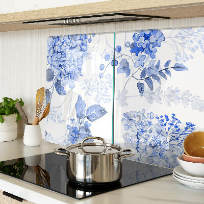 Tabla de cortar de cristal Flores en tonos azules