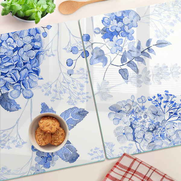 Tabla de cortar de cristal Flores en tonos azules