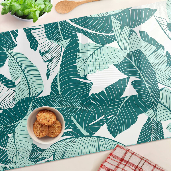 Tabla de cocina Hojas tropicales en tonos verdes.