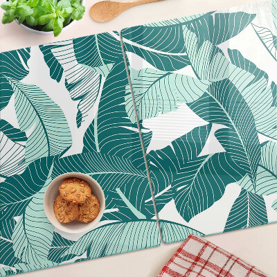Tabla de cocina Hojas tropicales en tonos verdes.