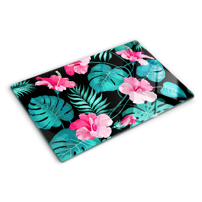 Tabla para cortar Flores y hojas tropicales