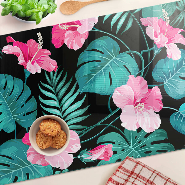 Tabla para cortar Flores y hojas tropicales