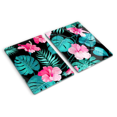 Tabla para cortar Flores y hojas tropicales