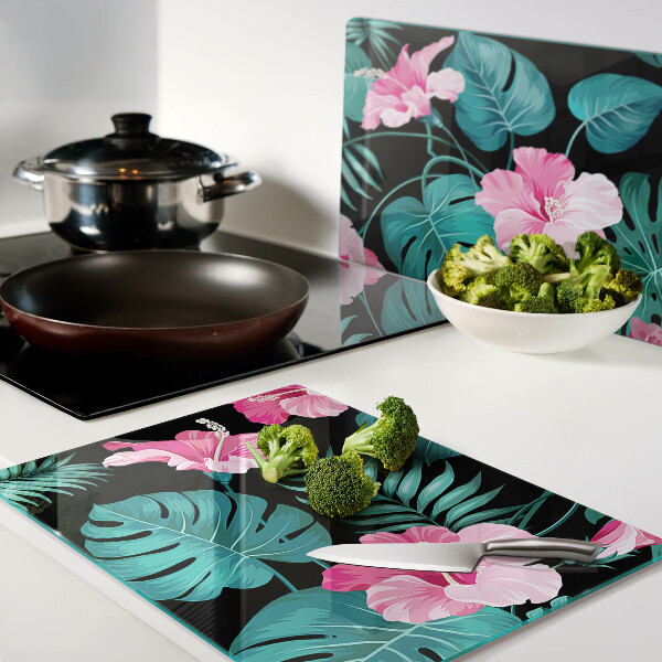 Tabla para cortar Flores y hojas tropicales